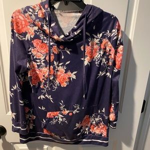 Floral hoodie - soft material - M